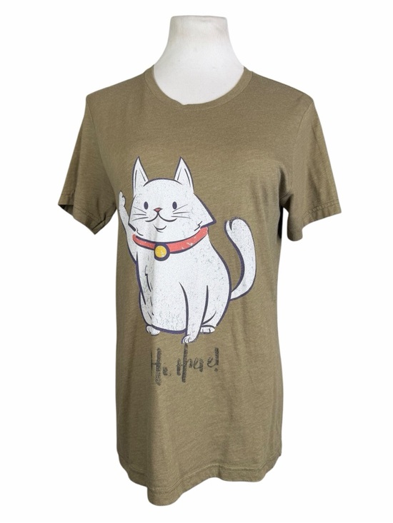 Canvas Tops - 10/$25🦋 Boutique Canvas Heather Olive Neko Neko HI THERE Tee - Size Medium